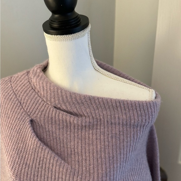 NAADAM Wool Cashmere Asymmetrical Draped Ribbed Off Shoulder Sweater S GORGEOUS - Picture 3 of 11